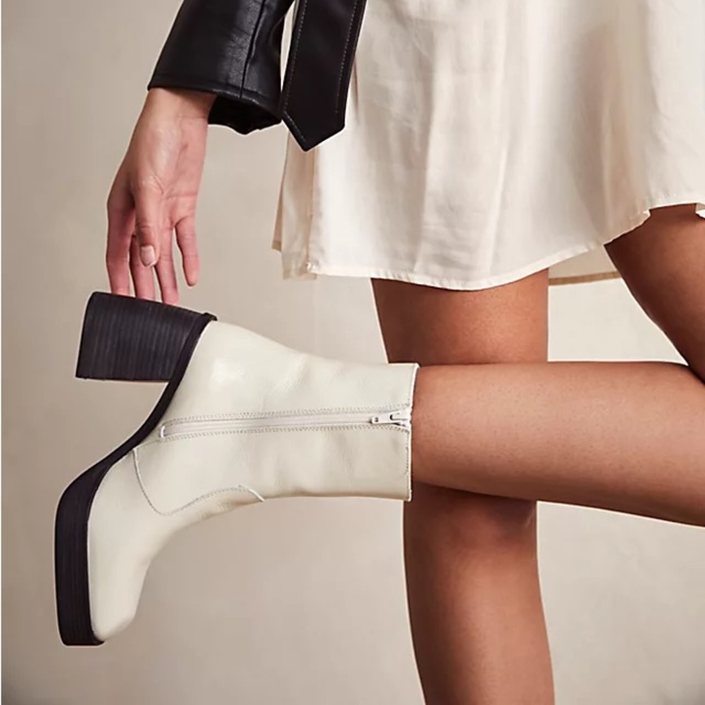 Free People leather boots in white